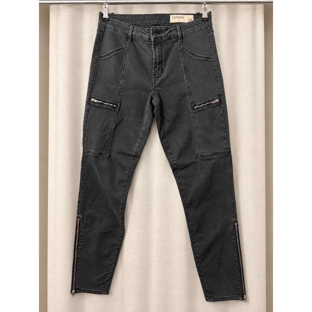 Pistola Charcoal Cargo Jeans, Size 29